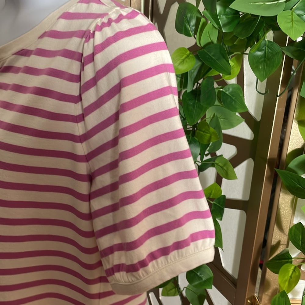 Talbots Tie Front Tee, Orchid Stripe, Xl - Picture 3 of 5